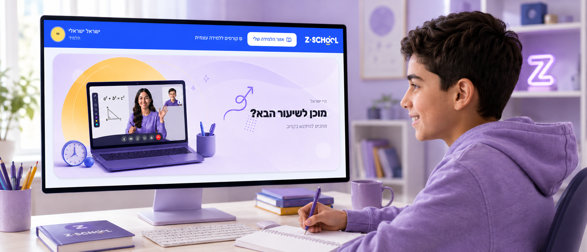 משפחה לומדת יחד אונליין